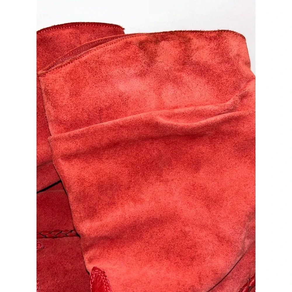 ZODIAC Vintage 80s Lauper Red Leather Slouchy Cowboy Boots Womens 6.5 Charm‎
